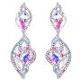 BriLove Womens Wedding Bridal Crystal Leaf-Shaped Multi-Rhinestone Dangle Earrings