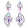 BriLove Womens Wedding Bridal Crystal Leaf-Shaped Multi-Rhinestone Dangle Earrings