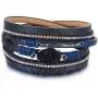 FANCY SHINY Leather Wrap Bracelet Boho Cuff Bracelets Crystal Bead Bracelet with Magnetic Clasp Jewelry Gifts for Women Teen Girls