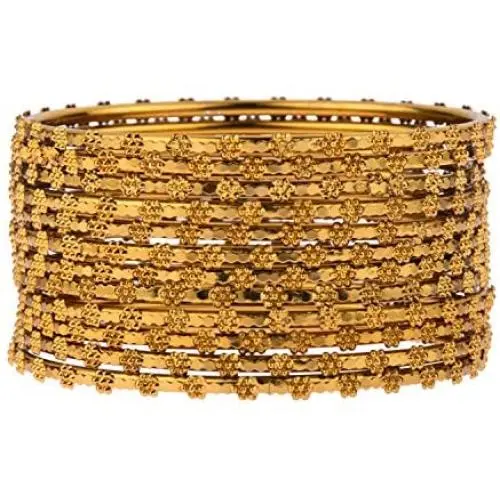 Efulgenz Indian Style Bollywood Antique Traditional 14 K Gold Plated Wedding Bridal Bracelet Bangle Set Jewelry (12 Pc) Efulgenz Indian Style Bollywood Antique Traditional 14 K Gold Plated Wedding Bridal Bracelet Bangle Set Jewelry (12 Pc)