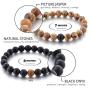 Hippie Love Couples Bracelets, Long Distance Relationship Gifts, Jasper and Black Onyx Stone, His Hers Beaded Friendship Bracelet, 2 Piece Set for Men Women Best Friends