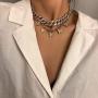 Denifery Butterfly Cuban Link Chain Necklace Butterfly Choker Pendant Necklace Set Women Hip Hop Choker Necklace Punk Jewelry for Women Girls (Silver D)