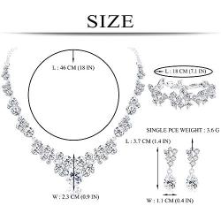 LOYALLOOK Rhinestone Crystal Bridal Costume Jewerry Set for Women Bridesmaid Gifts Floral Teardrop Bridal Necklace Earrings Bracelets Set for Wedding