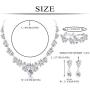 LOYALLOOK Rhinestone Crystal Bridal Costume Jewerry Set for Women Bridesmaid Gifts Floral Teardrop Bridal Necklace Earrings Bracelets Set for Wedding