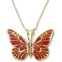 Gold Plated 925 Silver Butterfly Necklace and Dangle Earring Set Handmade Polymer Clay, 16.5'' Gold Filled