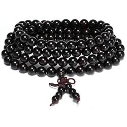 4pcs 108 Buddhist Natural Wooden Prayer Strand Bracelet Necklace Set Mala Meditation Spiritual for Women Men Unisex Rosary Jewelry