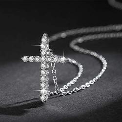 KOEDLN Full Shining Zircon Crystal Cross Pandent Neckalce Christian Religion Protect Luck Necklace for Women Girls Jewelry