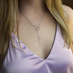Sterling Silver Faith Hope Love Y Necklace S925 Faith Cross Lifeline Heart Pendant Chain Inspirational Jewelry Gifts for Christian Women Teen Girls
