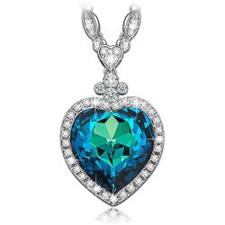LADY COLOUR Jewelry Gifts, Heart of The Ocean Titanic Big Heart Pendant Women Necklace 22'', Made with Crystals, My Heart Will Go On Hypoallergenic Jewelry Gift Box Packing