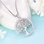 YL Tree Necklace 925 Sterling Silver Created Emerald/Sapphire/Garnet/Amethyst/Zirconia Pendant Round Halo Family Life of Jewelry