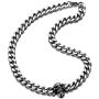 COOLSTEELANDBEYOND Mens Stainless Steel Curb Chain Skull Necklace Silver Color Gothic Style 30.3MM 22 inches