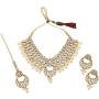 MUCH-MORE Indian Traditional Kundan Bridal Necklace Pearl & Colored Beads Bollywood Style Set