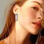 FANCIME Half Open Hoop Stud Earrings Triple Thin/Thick Tube High Polished Hoop Earrings 14K Yellow/White Gold Plated Fashion Statement Jewelry Gift for Women Teens Girls Mom