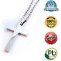Linda Roberts Jewelry Christian Cross Pendant Necklace with Chain Mens Womens Stainless Steel Simple Style