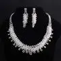 Monai Womens Vintage Cubic Zirconia Simulated Baroque Pearl Crystal Flower Bridal Necklace Earrings Jewelry Set, 3 pcs 4 pcs 5 pcs