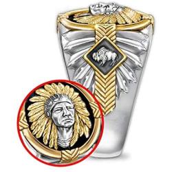 Indian Chief Ring for Men, Native American Indian Head Rings, Viking Buffalo Ring, Spirit of The Warrior Ring, Indian Headdress Ring, Amulet Ring, Tribal Alloy Ring Jewelry Gift for Men Boys