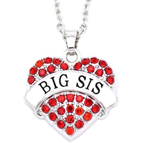 O.RIYA Alloy Big Sister Necklace Heart Necklaces, Gift for Sisters Kids BFF Girls Ideas