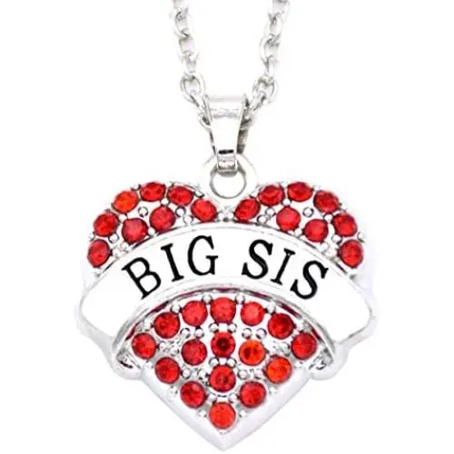 O.RIYA Alloy Big Sister Necklace Heart Necklaces, Gift for Sisters Kids BFF Girls Ideas