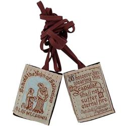 VILLAGE GIFT IMPORTERS Traditional Simple Brown Scapulars | 100% Wool | 3 Styles | Brown Straps White Straps or with Medals | Italian Made | Christian Jewelry