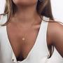 Befettly Moon Pendant Necklace 14K Gold Fill Dainty Hammered Moon Phase Gold Choker Simple Crescent Moon Full Moon Karma Circle Choker Necklace