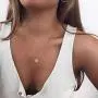 Befettly Moon Pendant Necklace 14K Gold Fill Dainty Hammered Moon Phase Gold Choker Simple Crescent Moon Full Moon Karma Circle Choker Necklace