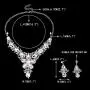 EVER FAITH Rhinestone Crystal Elegant Wedding Flower Leaf Teardrop Necklace Earring Set