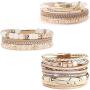 Wovanoo Leather Wrap Bracelet Set 3Pack Wrist Cuff Bracelet for Women Girls Multilayer Magnetic Clasp Bracelet Feather Tree Bead Crystal Bracelet