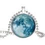 RINHOO Magical Fairy Glow in The Dark Moon Bead Chain Pendant Necklace White Gold Plated