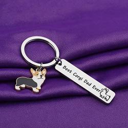 PENQI Corgi Lover Gifts Corgi Owner Gift Best Corgi Dad Ever Keychain Animal Lover Gift for Dog Dad Dog Lover Dog Owner