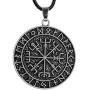 HAQUIL Viking Jewelry Viking Compass Vegvisir Pendant Necklace with Leather Cord for Men and Women