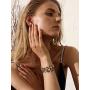 LOYALLOOK 4Set Leopard Jewelry Set Leopard Bracelet Acrylic Hoop Earring Statement Leopard Long Tassel Pendant Necklace for Women