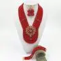 aczuv Red Nigerian Wedding African Beads Jewelry Set Crystal Necklace and Earrings for Women