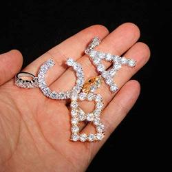 GUCY Tennis Letter Chain Initial Pendant Necklace Silver Personalized Name Chain Necklace for Women Men