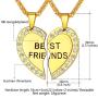 U7 Best Friend Necklace for 2 BFF Friendship Jewelry Stainless Steel Heart Shape Pendant Custom Engrave Name/Date/Text Couple Matching Set for Men Women, Chain 22''+2'' Extender