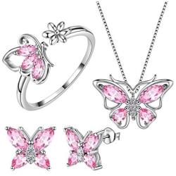 Aurora Tears Butterfly Jewelry Women 925 Sterling Silver Butterflies Necklace/Earrings/Rings Wedding Gift