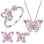 Aurora Tears Butterfly Jewelry Women 925 Sterling Silver Butterflies Necklace/Earrings/Rings Wedding Gift