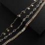 CHESKY 14K Gold/Silver Plated Layered Rhinestone Fishbone Anklet Adjustable Crystal Foot Chain Round Beaded Evil Eye Ankle Bracelet for Women Teen Girls
