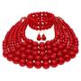 JNF Multi Layer Pearl Strand Costume Jewelry Sets Pearl Statement Necklace Bracelet and Earrings for Women