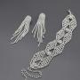 DUOC Bridal Crystal Teardrop Necklace Earrings Bracelet Jewelry Set Wedding Prom
