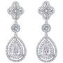 Scarlvambo Womens Luxury Cubic Zirconia Teardrop Pierced Dangle Bridesmaid Earrings Silver-Tone Clear