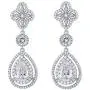 Scarlvambo Womens Luxury Cubic Zirconia Teardrop Pierced Dangle Bridesmaid Earrings Silver-Tone Clear