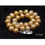 JYX Pearl Necklace Earrings Set 6-7mm AA Golden Freshwater Cultured Pearl Necklace Bracelet and Earrings Jewelry Set
