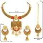 Aheli Antique Matte Finish Traditional Necklace Earrings Set with Maang Tikka Indian Wedding Jewelry for Women Aheli Antique Matte Finish Traditional Necklace Earrings Set with Maang Tikka Indian Wedding Jewelry for Women