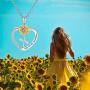 LYMYF You are My Sunshine Engraved Necklace Heart Sunflower Necklace Jewelry for Mom Women Girls Customized Engraved Personalized