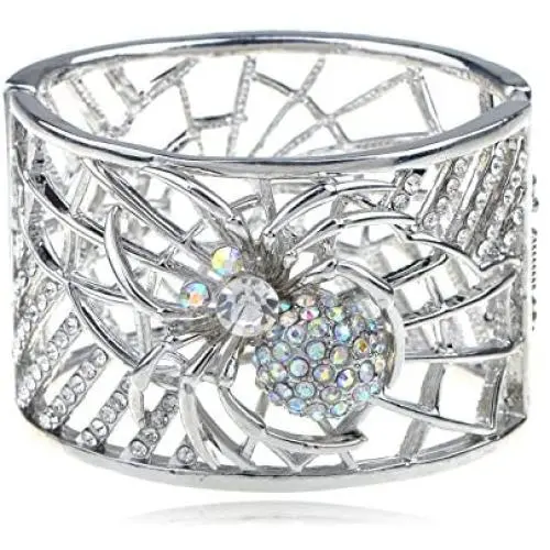 Alilang Womens Silvery Tone Clear Crystal Rhinestones Spider Web Bangle Bracelet Alilang Womens Silvery Tone Clear Crystal Rhinestones Spider Web Bangle Bracelet