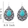 Turquoise Statement Dangle Earrings – Vintage Simple Boho Turquoise Drop Earrings for Women Girls Ladies, Western Blue Bohemian Turquoise Earrings