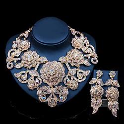 LAN PALACE 2019 Big Flower Necklace and Earrings for Party and Wedding Jewelry Sets