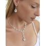 Mariell Sparkling Clear Rhinestone Necklace and Earrings Set for Proms, Bridesmaids Gifts and Weddings