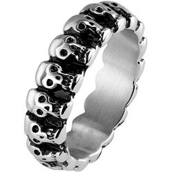 Men Gothic Skull Ring, Statement Bully Ring, Retro Hawk Rings Stainless Steel Day of The Dead Mens Jewelry