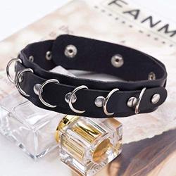 Victray Punk Choker Necklaces Black Leather Circle Necklace Chain Fashion Jewelry Accessories for Women and Girls